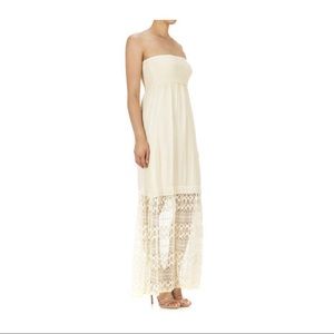 Ivory Strapless Dress W/ Lace Bottom Boho dress Sm